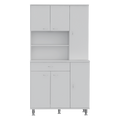 Della 90 Kitchen Pantry, One Drawer, Multiple Cabinets, Two Open Shelvess White White Primary Living Space Modern Particle Board Particle Board