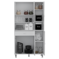 Della 90 Kitchen Pantry, One Drawer, Multiple Cabinets, Two Open Shelvess White White Modern Particle Board Particle Board