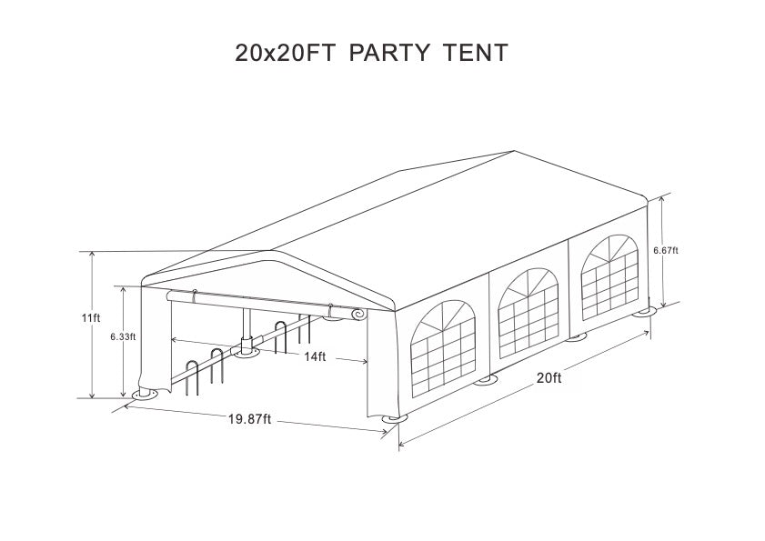 20X20 Feet Party Tent Heavy Duty Marquee Canopy Outdoor Wedding Tent Carport Events Shelter Tent For Parties Bbq With Storgae Carry Bags White Garden & Outdoor American Traditional Uv Resistant
