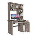 Compu 180 Hutch Desk, Multiple Shelves, Keyboard Tray, Cpu Anel, One Drawer Light Gray Gray Particle Board Particle Board