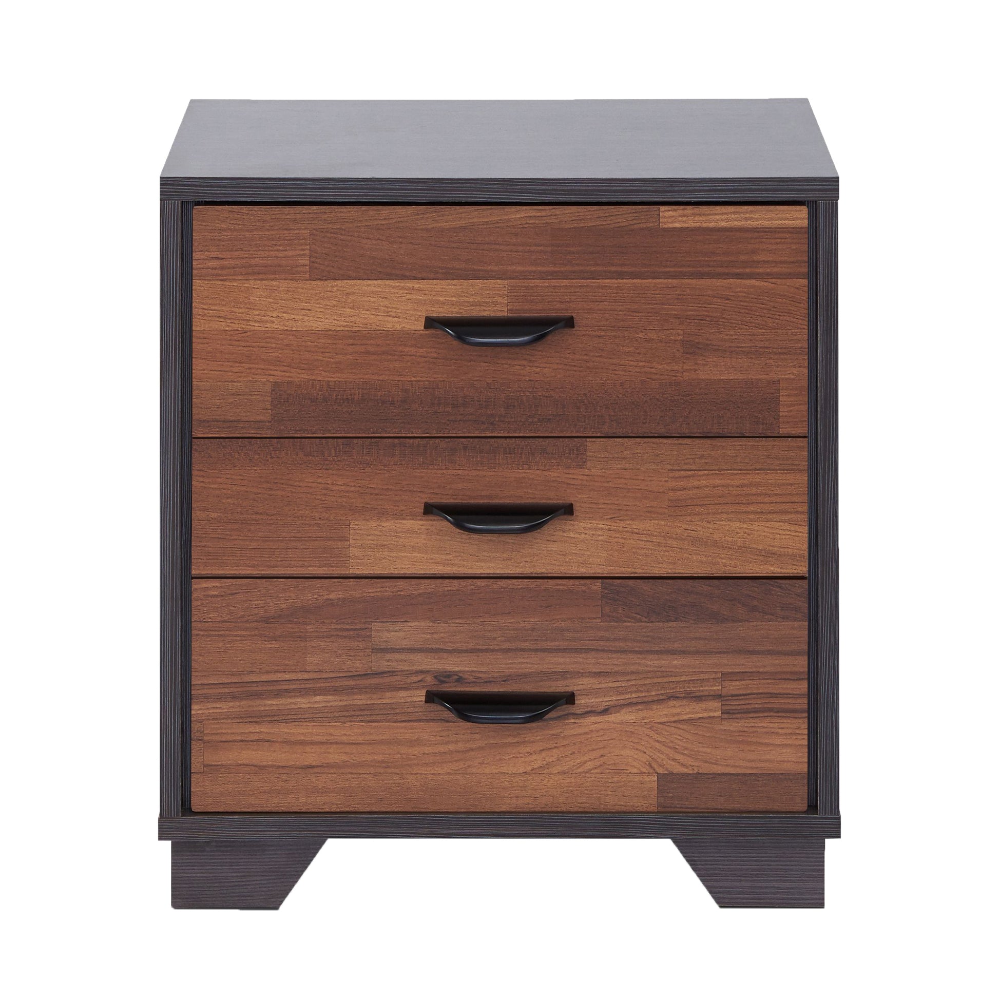 Walnut And Espresso 3 Drawer Rectangular Accent Table Walnut Primary Living Space Modern Drawers Rectangular Wood