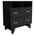 Portanova Two Drawer Dresser, Two Open Shelves, Superior Top, Four Legs Black Black Drawer 2 Drawers Shelf Modern Particle Board Particle Board