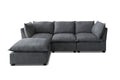 Modern Sectional Sofa,L Shape Linen Fabric Corner Couch Set With Convertible Ottoman For Living Room, Apartment, Office,Grey,3 Colors Grey Linen 5 Seat