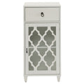 White Side Table With Drawer And Door White White Primary Living Space Drawers Rectangular Wood Glass