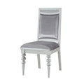 Grey And Platinum Upholstered Side Chairs Set Of 2 Solid Grey Silver Foam Rectangular Glam Side Chair Poplar Solid Back Set Of 2 Wood Fabric
