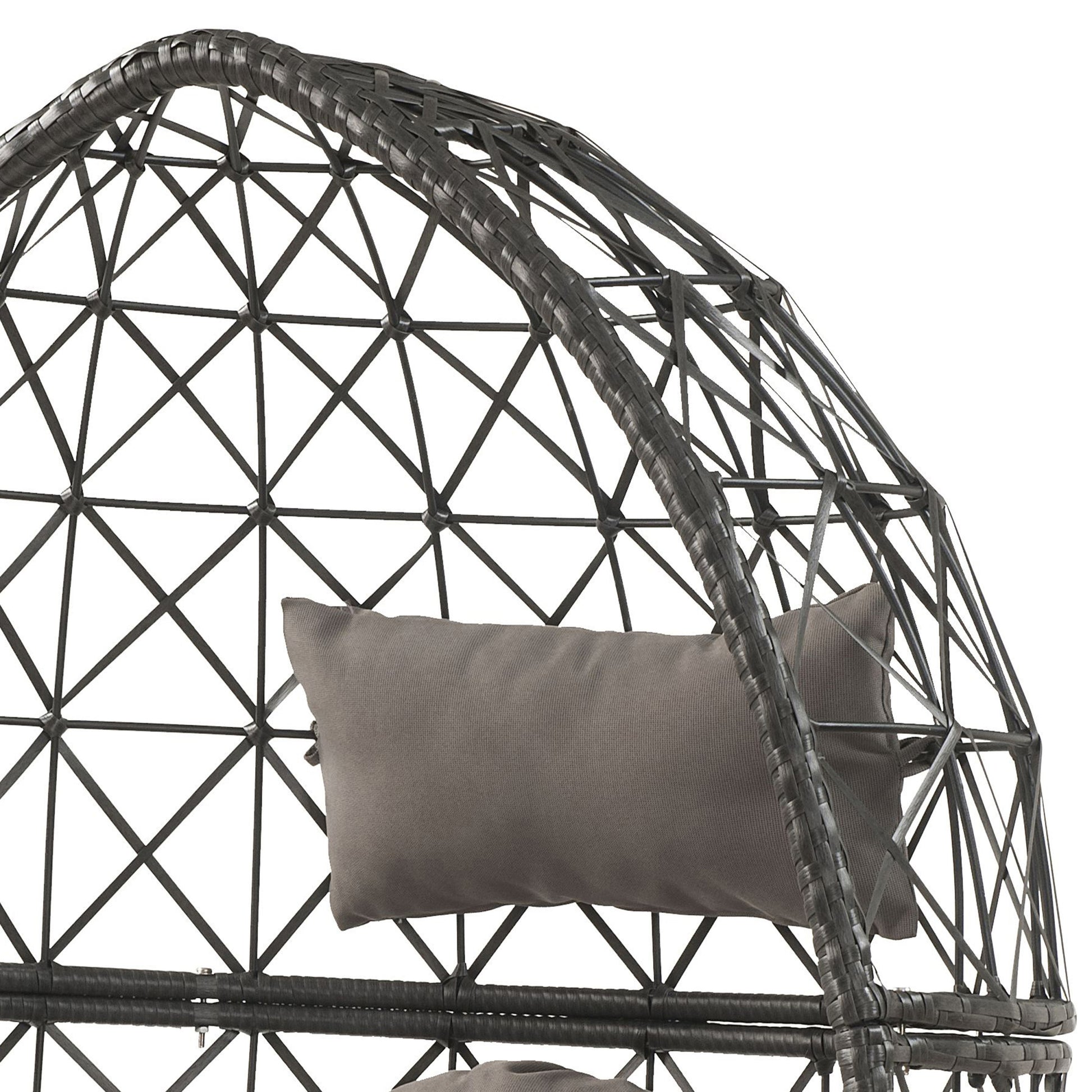 Light Grey And Black Patio Chair With Upholstered Cushion Yes Black Gray Garden & Outdoor Modern Wicker