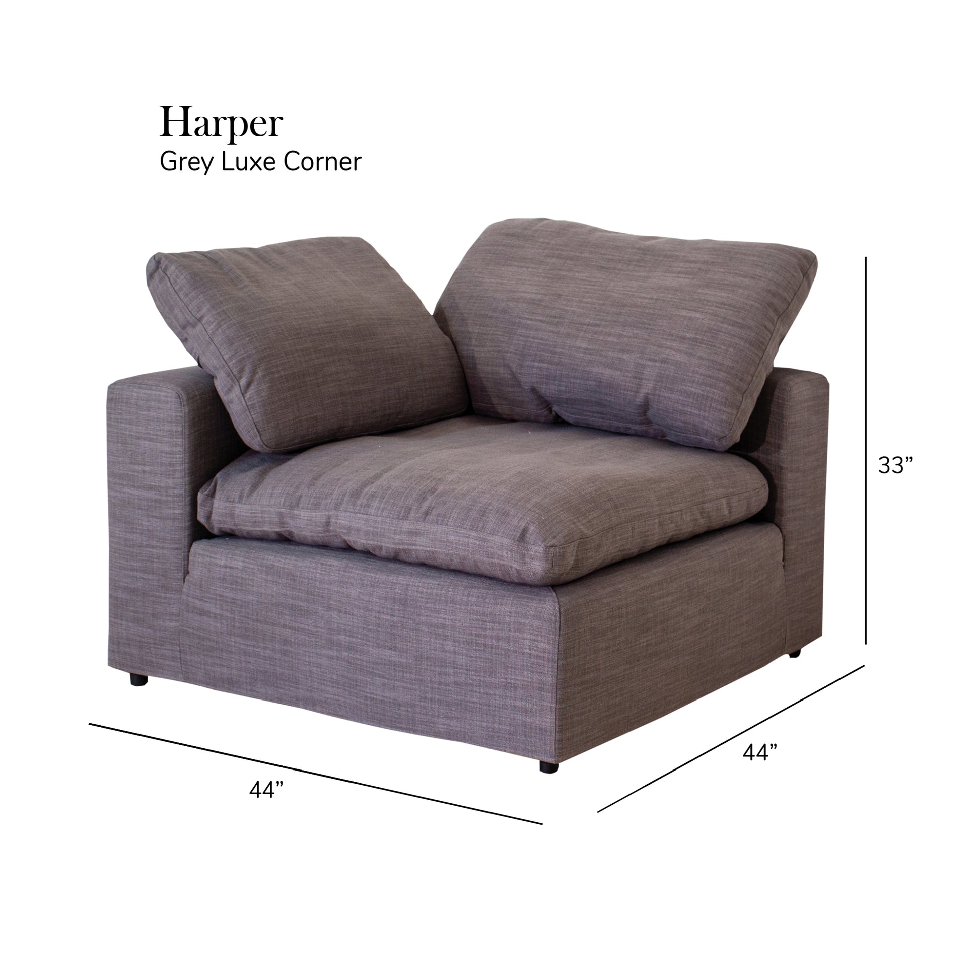 Harper Luxe Grey Sectional 4 Seat Configuration Grey Wood Linen 4 Seat