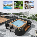 Spa Surround Spa Frame Quadrilateral Outdoor Rattan Sectional Sofa Set With Mini Sofa, Wooden Seats And Storage Spaces, Grey Yes Grey Water Resistant Frame Water Resistant Cushion Garden & Outdoor Sectional Seating Groups Foam Rattan Waterproof Fabric