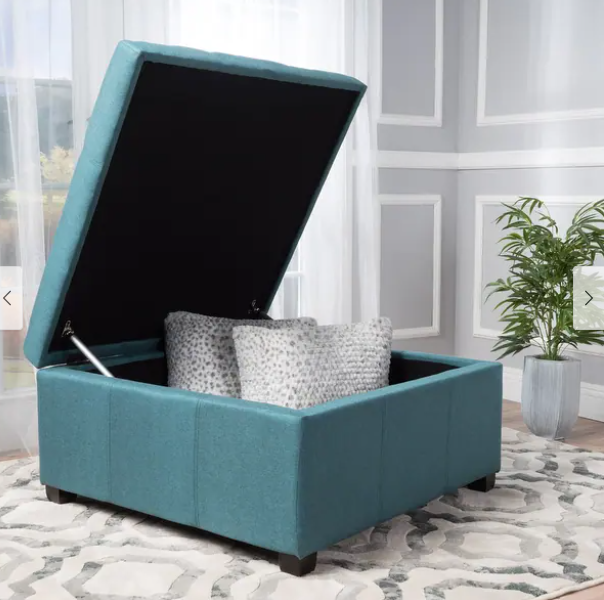 Carlsbad Storage Ottoman Teal Fabric