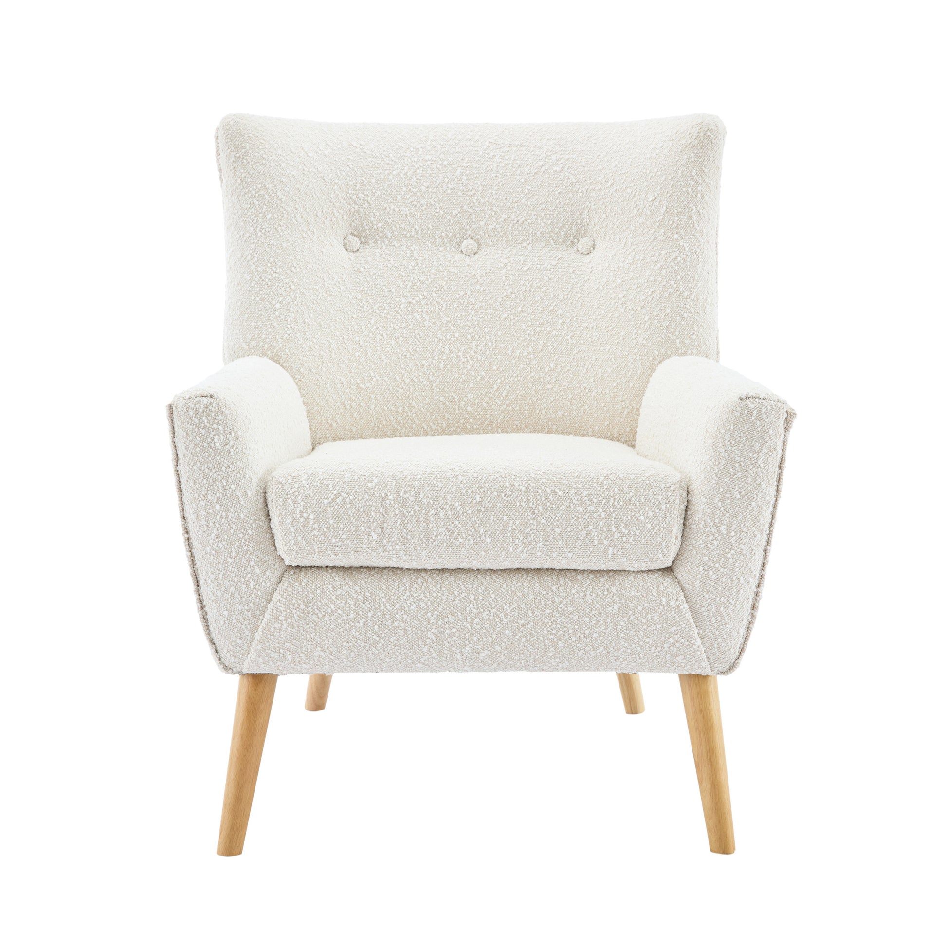 Accent Chair Almond Modern Foam Wood Fabric 1 Seat