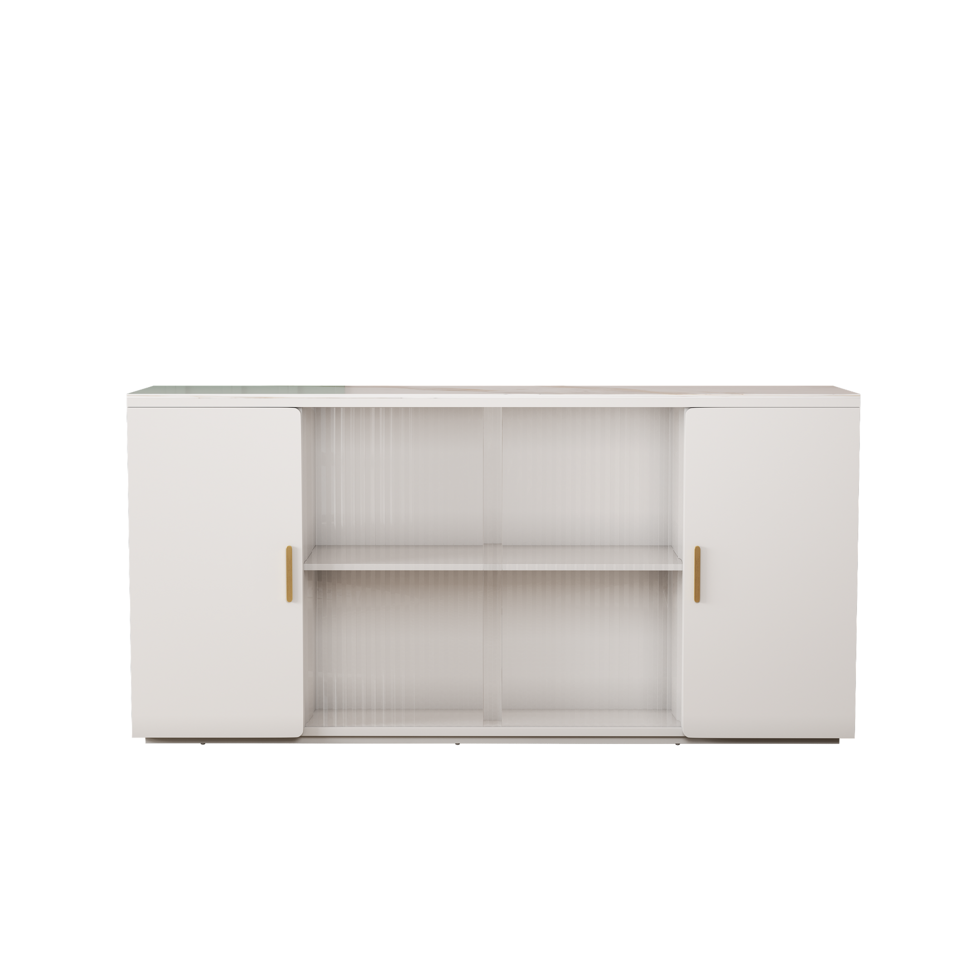 2405Wooden Side Cabinets With Glass Doors For Dust Prevention, Modern Storage Display Lockers For Living And Dining Rooms And Other Domestic Areas White Mdf