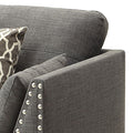 Light Charcoal Flared Arms Chair With Accent Pillows Light Grey Primary Living Space Eucalyptus Linen
