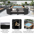 Spa Surround Spa Frame Quadrilateral Outdoor Rattan Sectional Sofa Set With Mini Sofa, Wooden Seats And Storage Spaces, Grey Yes Grey Water Resistant Frame Water Resistant Cushion Garden & Outdoor Sectional Seating Groups Foam Rattan Waterproof Fabric