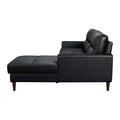 Modern Living Room 2 Piece Sectional Sofa Chaise Black Top Grain Leather Upholstered Solid Wood Furniture Black Genuine Leather Wood Primary Living Space Modern L Shaped Solid Wood 3 Seat