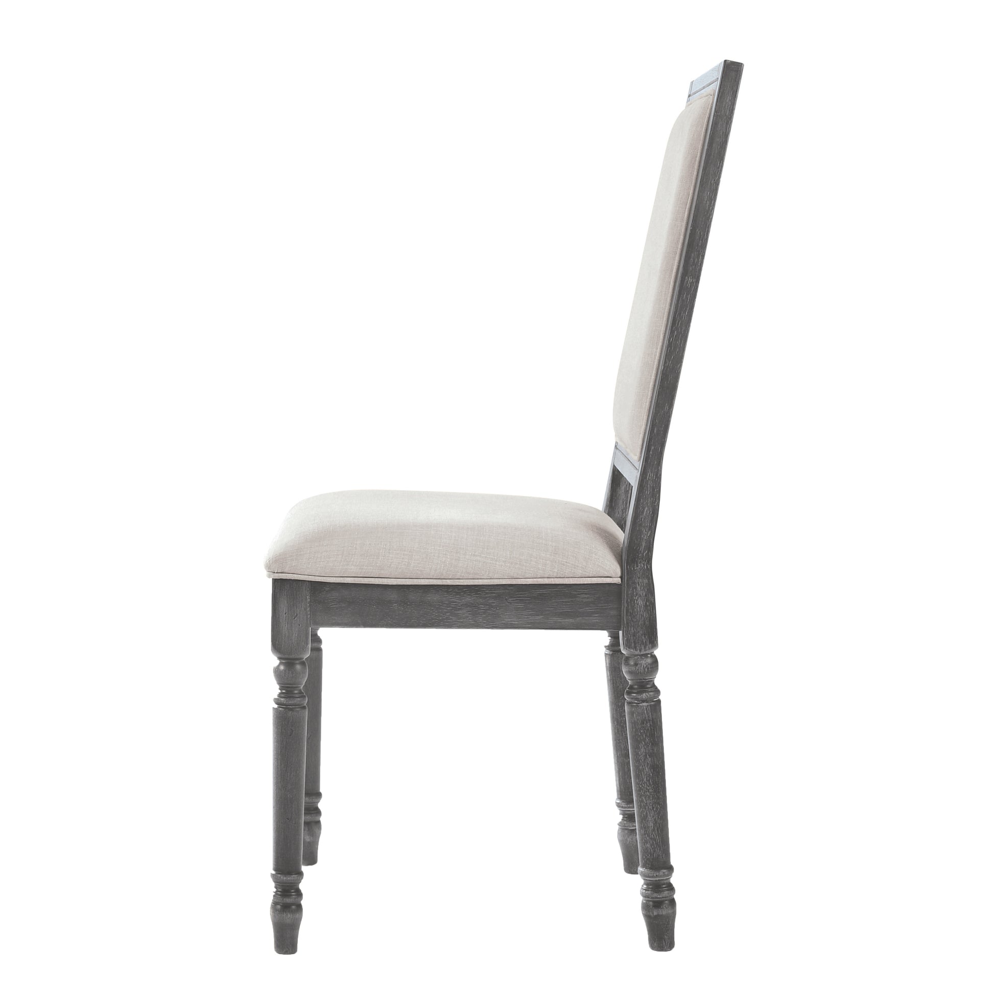 Cream And Weathered Grey Open Back Side Chairs Set Of 2 Solid Cream Grey Dining Room Foam Rectangular Farmhouse Side Chair Rubberwood Solid Back Set Of 2 Wood
