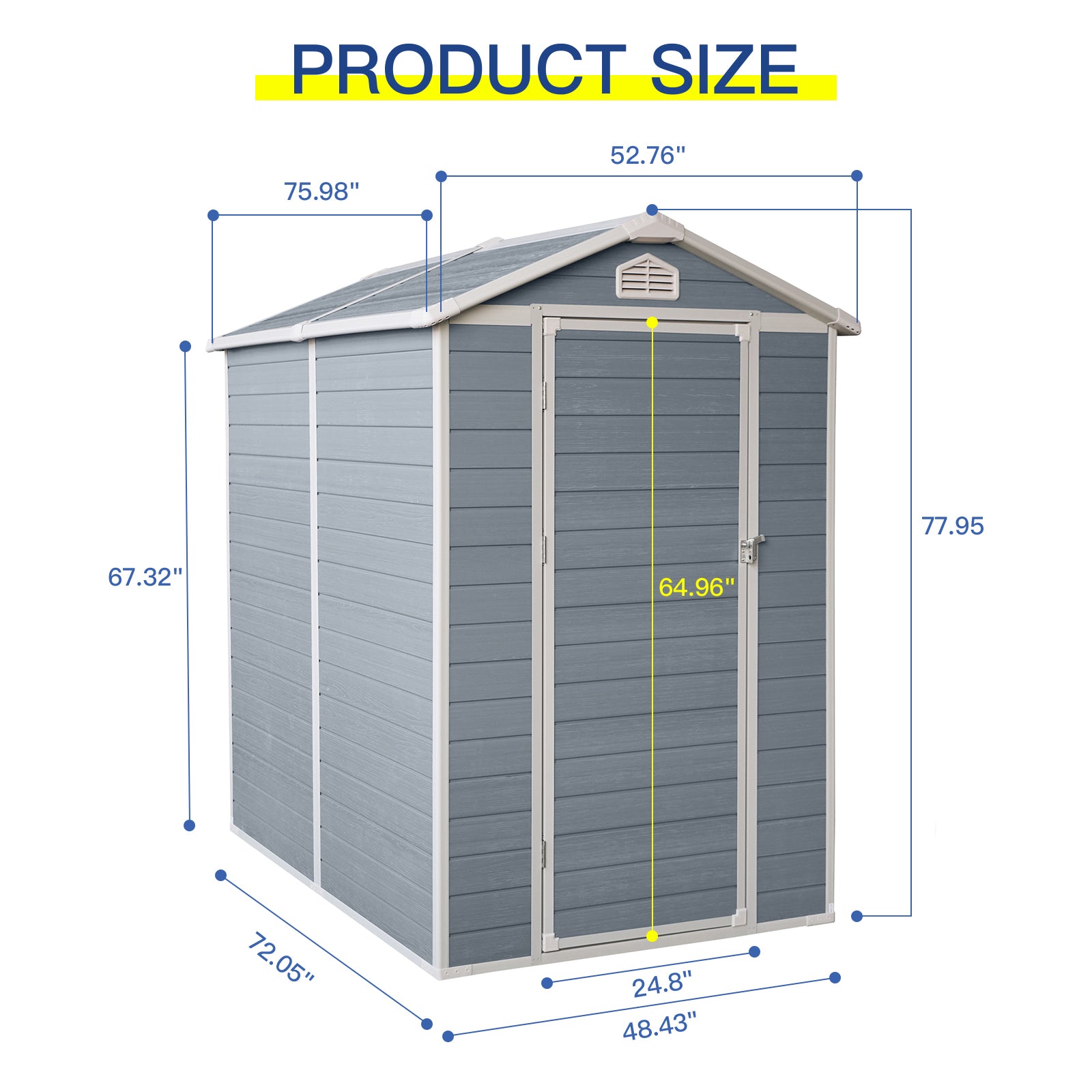 4X6Ft Resin Outdoor Storage Shed Kit Perfect To Store Patio Furniture,Grey Grey Plastic