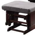 Grey And Cherry Glider Chair With Ottoman Grey Brown Primary Living Space Modern Rubberwood Microfiber