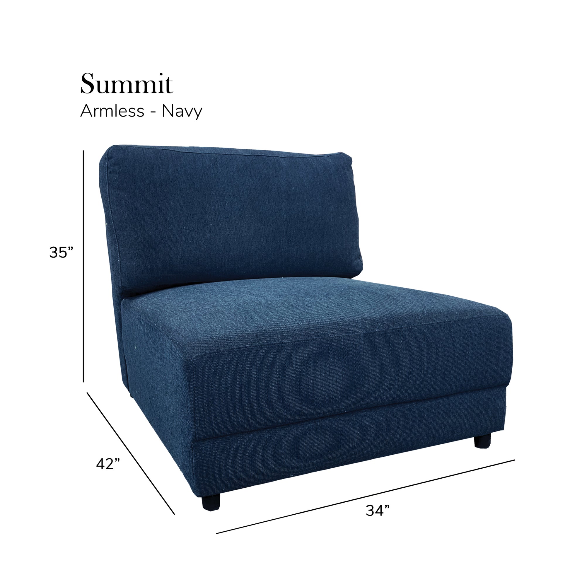 Summit Navy Modular Sectional 4 Seat Configuration Navy Wood Polyester 4 Seat