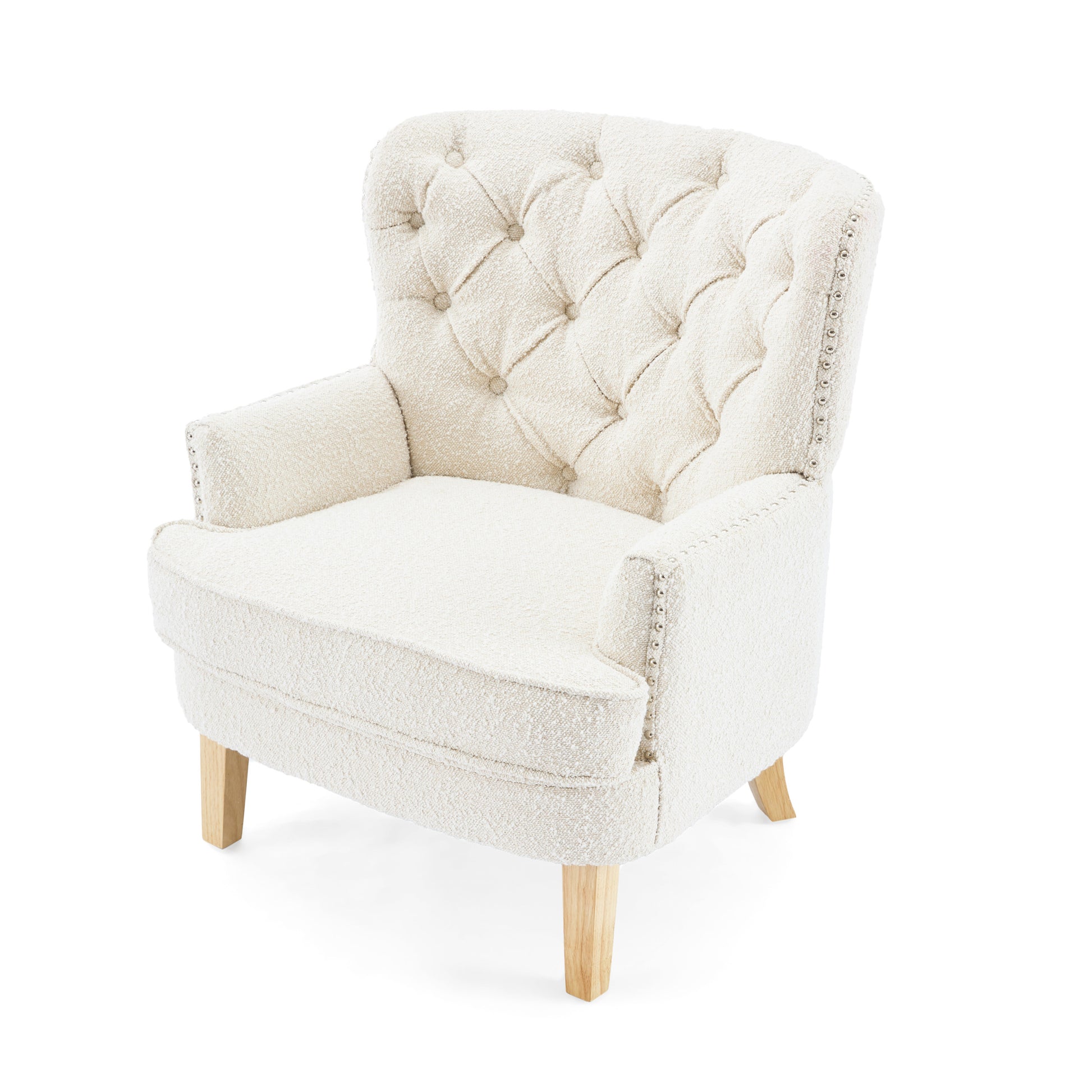 Club Chair Almond Wood Fabric 1 Seat