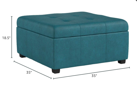 Carlsbad Storage Ottoman Teal Fabric