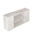 2405Wooden Side Cabinets With Glass Doors For Dust Prevention, Modern Storage Display Lockers For Living And Dining Rooms And Other Domestic Areas White Mdf