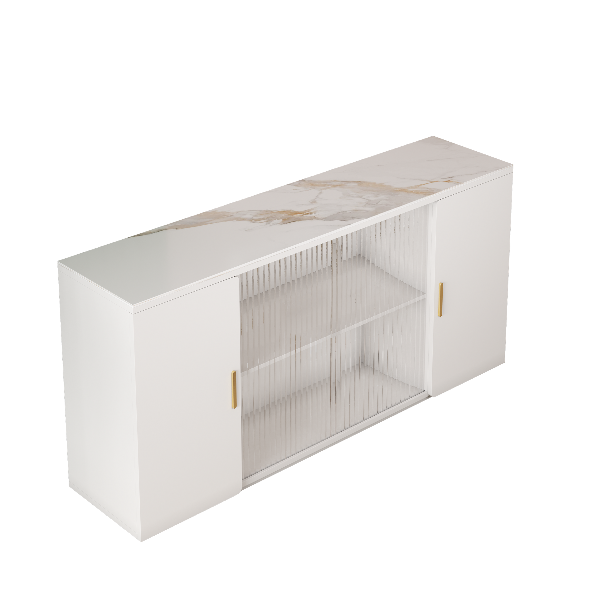 2405Wooden Side Cabinets With Glass Doors For Dust Prevention, Modern Storage Display Lockers For Living And Dining Rooms And Other Domestic Areas White Mdf