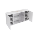 2405Wooden Side Cabinets With Glass Doors For Dust Prevention, Modern Storage Display Lockers For Living And Dining Rooms And Other Domestic Areas White Mdf