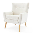 Accent Chair Almond Modern Foam Wood Fabric 1 Seat