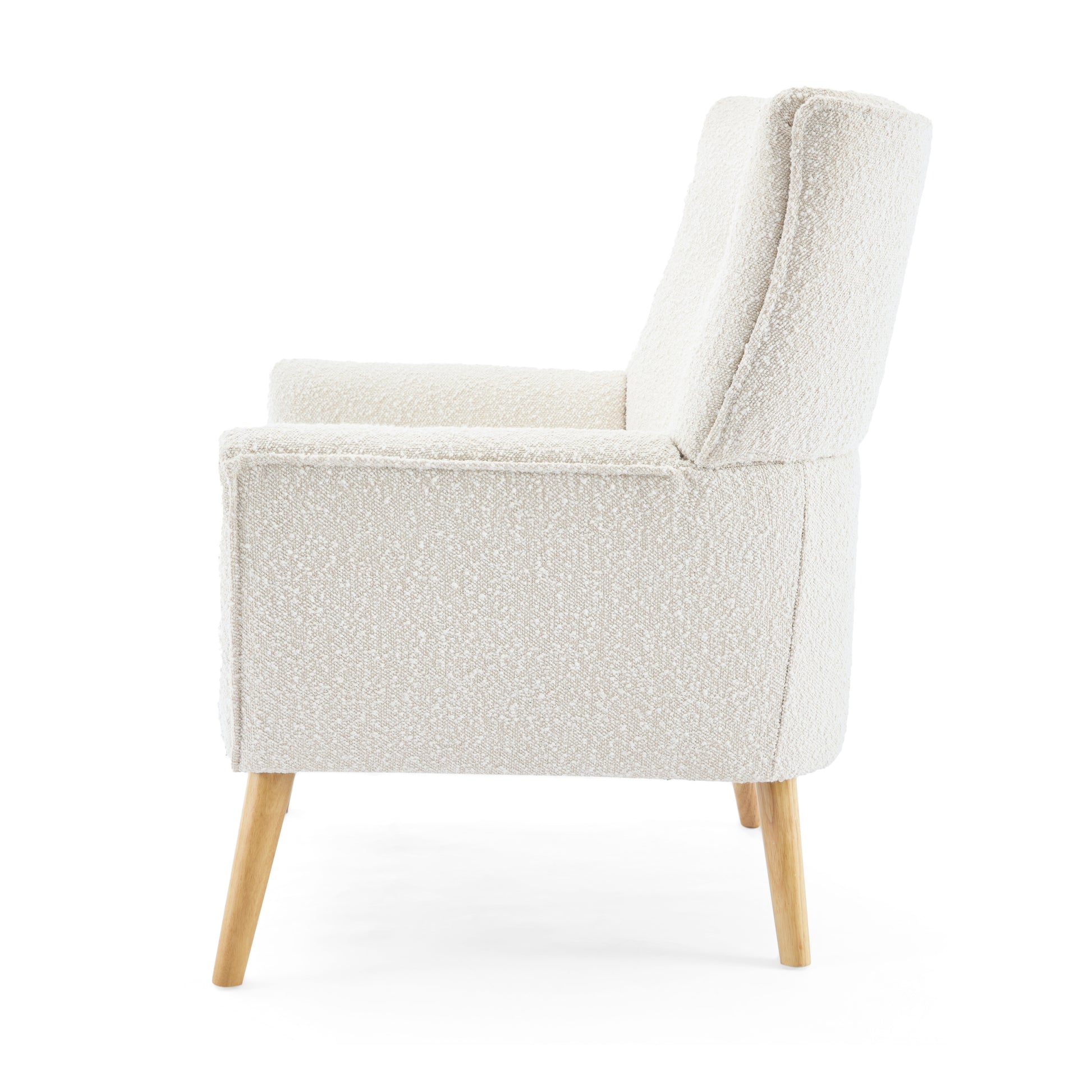 Accent Chair Almond Modern Foam Wood Fabric 1 Seat