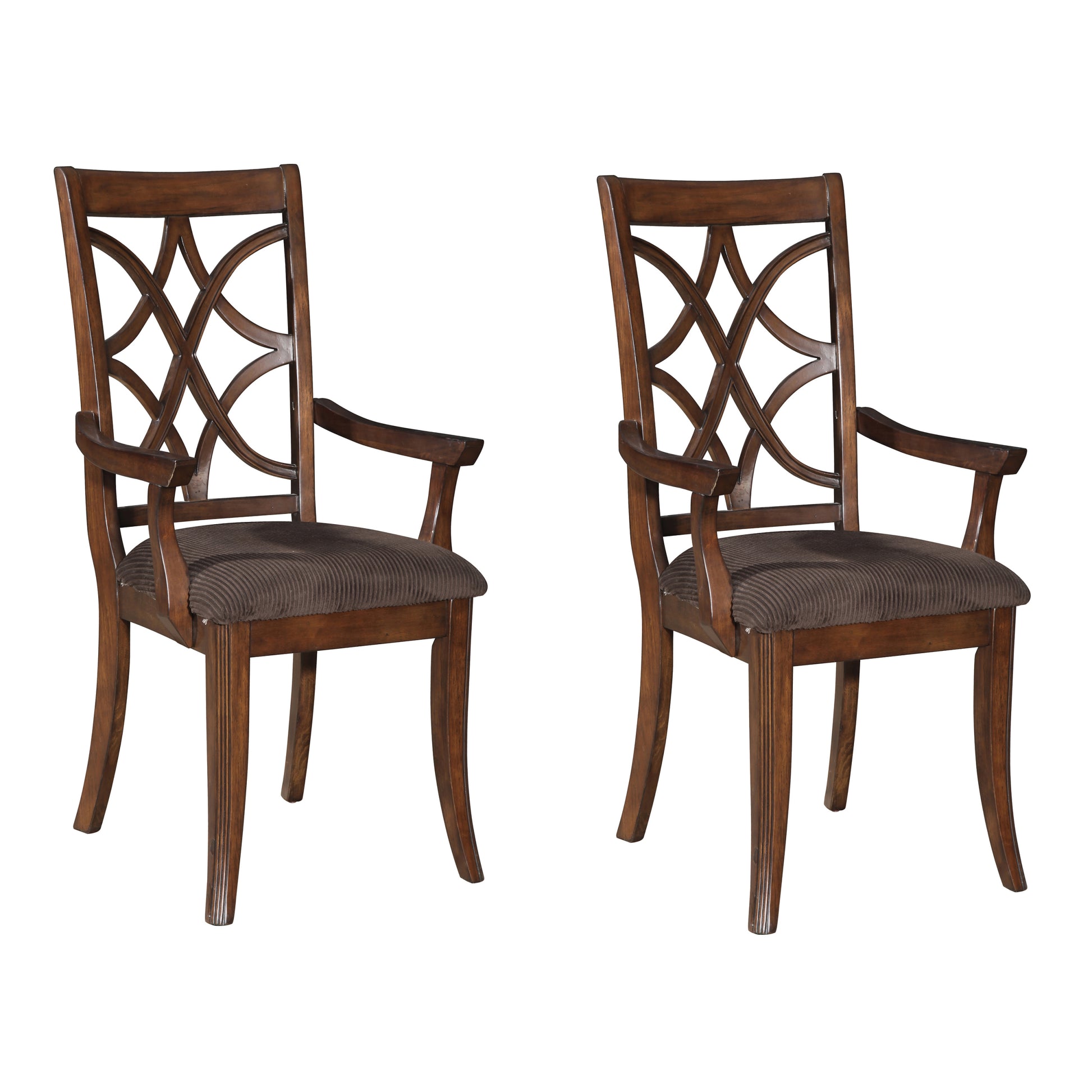 Brown And Dark Walnut Cross Back Arm Chairs Set Of 2 Brown Dining Room Foam Rectangular Side Chair Poplar Cross Back Set Of 2 Wood