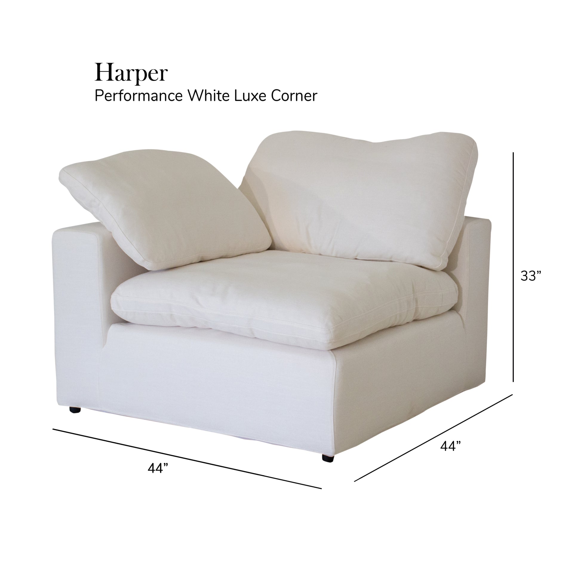 Harper Luxe White Sectional 4 Seat Configuration White Wood Linen 4 Seat