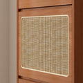 Rattan Shoe Cabinet For Entryway, Free Standing Shoe Rack With 3 Flip Drawers & Black Pegboard, Hidden Narrow Shoe Cabinet For Entrance Hallway, 24.88