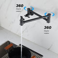 Wall Mount Folding Kitchen Pot Filler Faucet Matte Black Brass