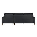 Modern Living Room 2 Piece Sectional Sofa Chaise Black Top Grain Leather Upholstered Solid Wood Furniture Black Genuine Leather Wood Primary Living Space Modern L Shaped Solid Wood 3 Seat