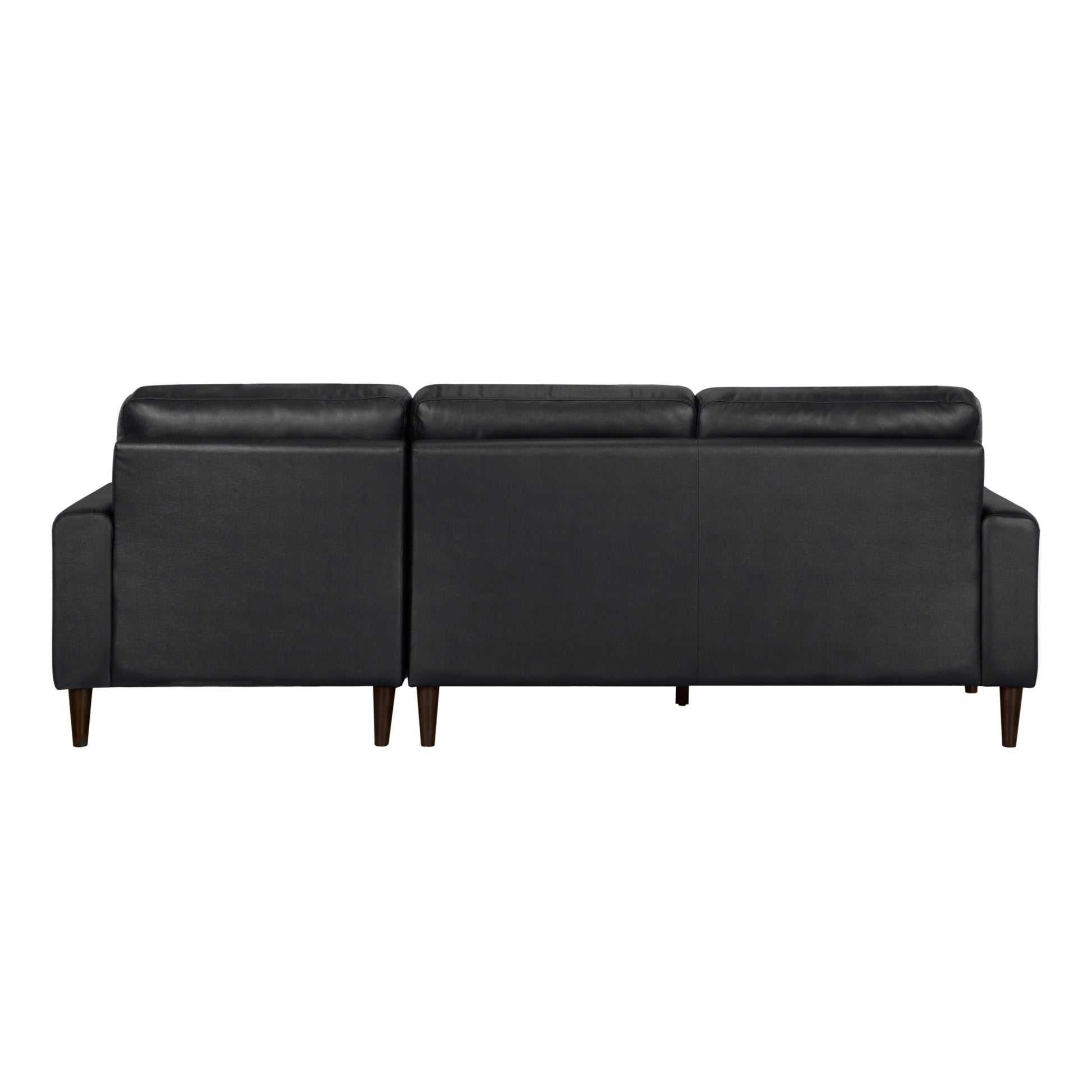 Modern Living Room 2 Piece Sectional Sofa Chaise Black Top Grain Leather Upholstered Solid Wood Furniture Black Genuine Leather Wood Primary Living Space Modern L Shaped Solid Wood 3 Seat