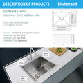 Simple Deluxe 15 Inch Top Mount Workstation Kitchen Sink, 20 Gauge Single Bowl Stainless Steel With Accessories Pack Of 3 Built In Components , 15 Inch, Silver Silver Stainless Steel