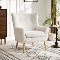 Accent Chair Almond Modern Foam Wood Fabric 1 Seat