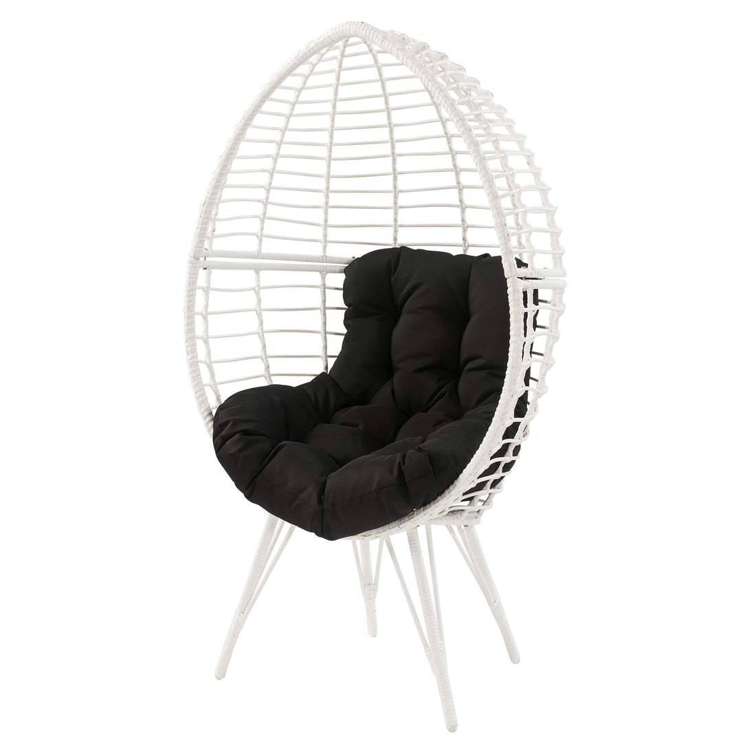 Black And White Patio Chair With Removable Cushion Yes Lounge White Black Garden & Outdoor Modern Wood Fabric