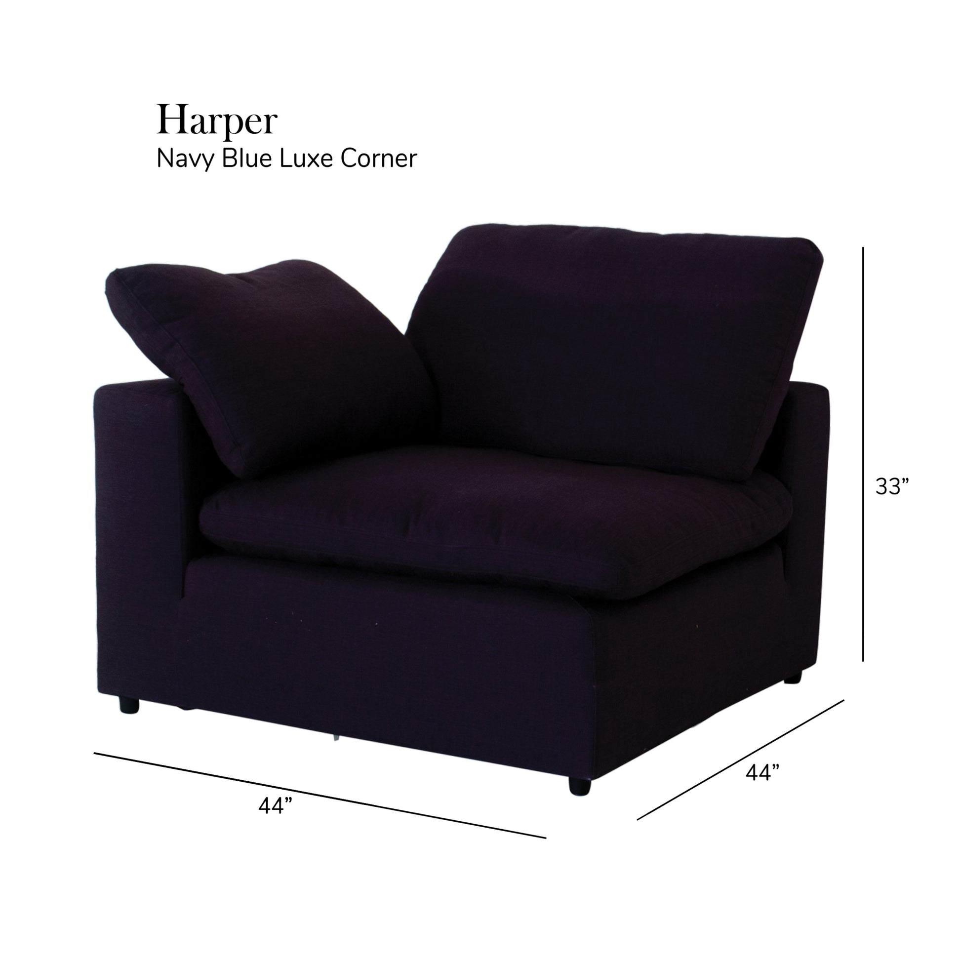 Harper Luxe Navy Sectional 7 Seat Configuration Navy Wood Linen 7 Seat