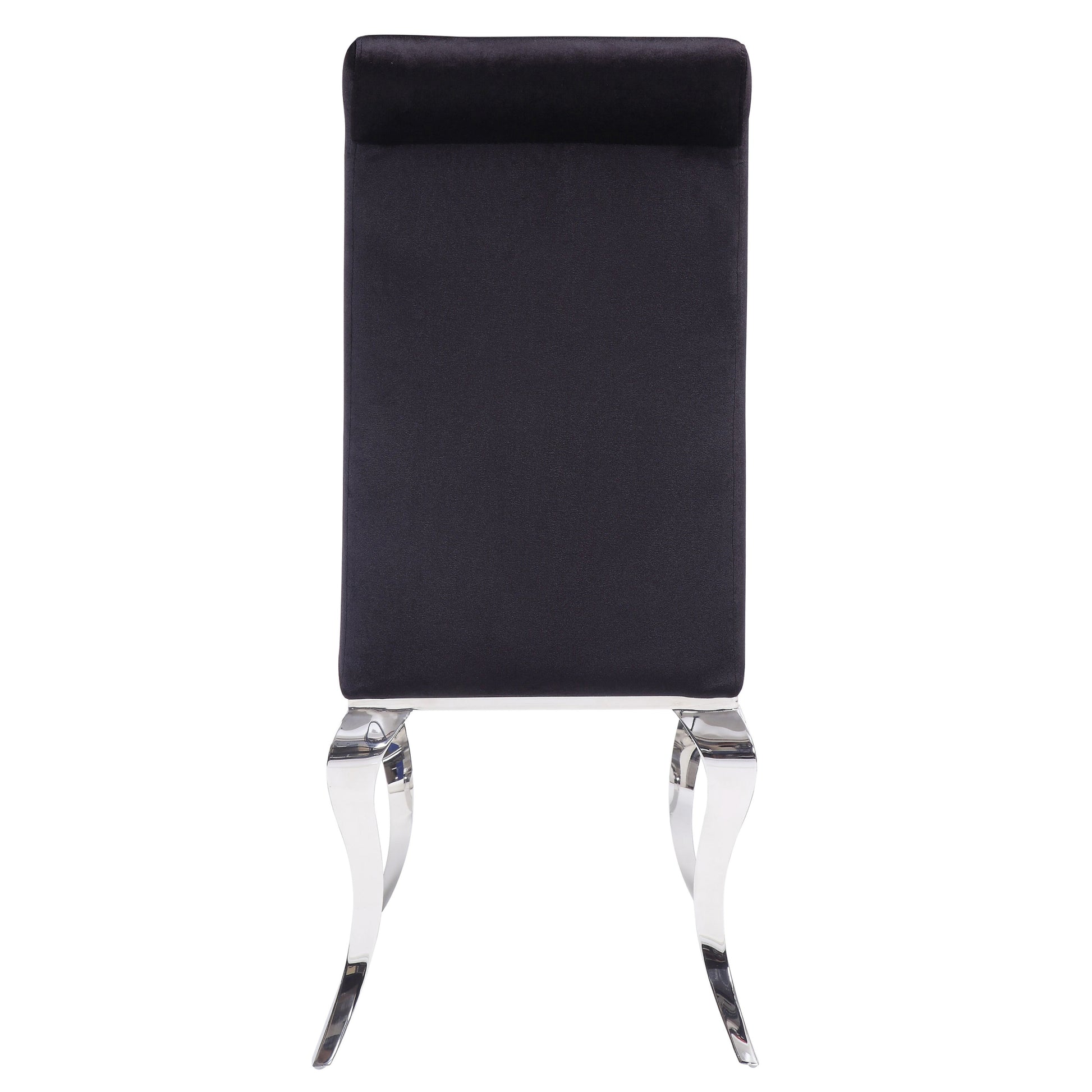 Black And Chrome Tight Back Side Chairs Set Of 2 Solid Black And Silver Dining Room Foam Rectangular Modern Side Chair Solid Back Set Of 2 Wood Fabric