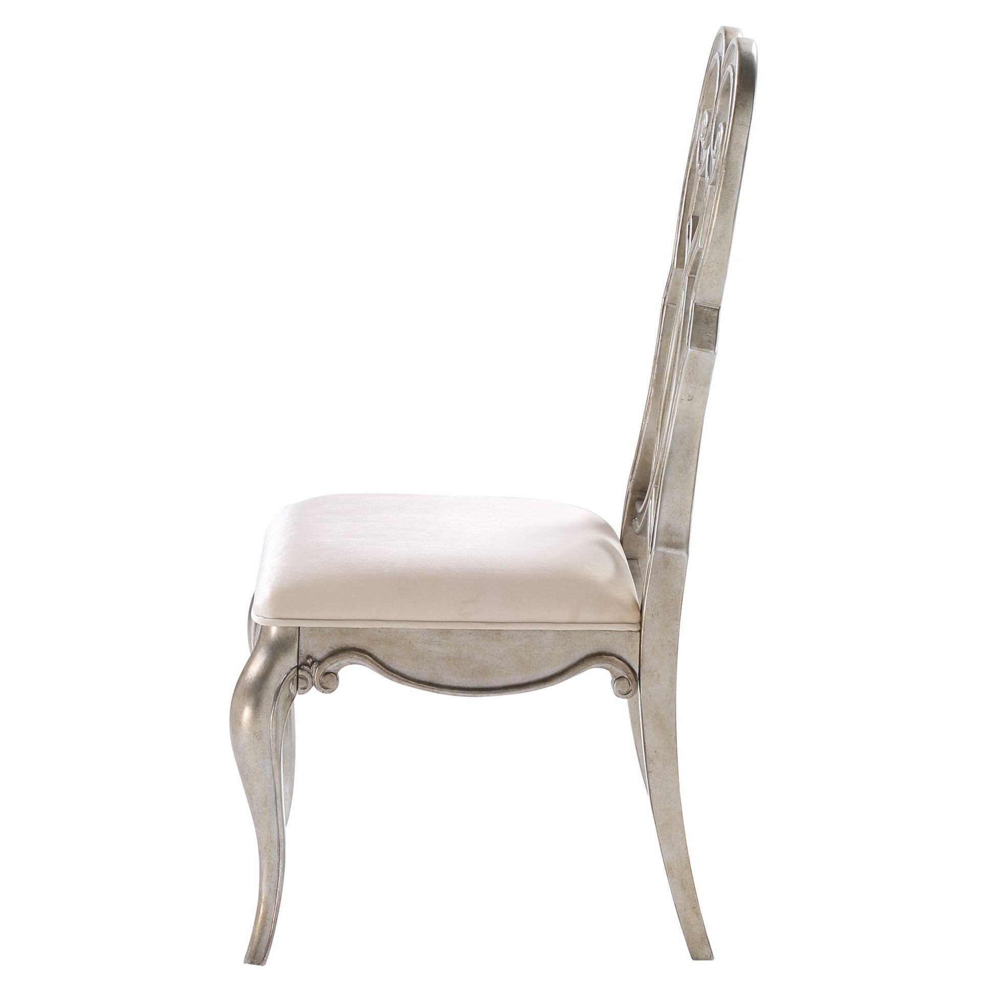 Ivory And Antique Champagne Side Chairs Set Of 2 Solid Ivory Dining Room Foam Rectangular Glam Side Chair Poplar Queen Anne Back Set Of 2 Wood Metal