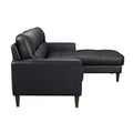 Modern Living Room 2 Piece Sectional Sofa Chaise Black Top Grain Leather Upholstered Solid Wood Furniture Black Genuine Leather Wood Primary Living Space Modern L Shaped Solid Wood 3 Seat