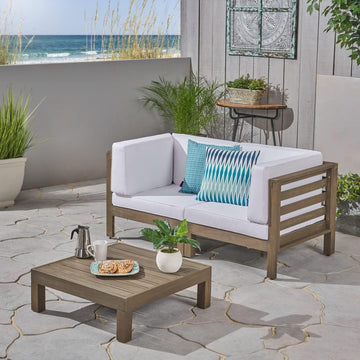 Oana 3 Pieceseat Set With Coffee Table, White White Acacia Wood