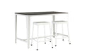 3 Pieces Monoco Farmhouse Counter Bistro Brown Metal Dining Room Fixed Table Rectangular Breakfast Nook Metal Wood Brown White Seats 4 42 Inches Rectangular 4 Leg Mdf Mdf Metal