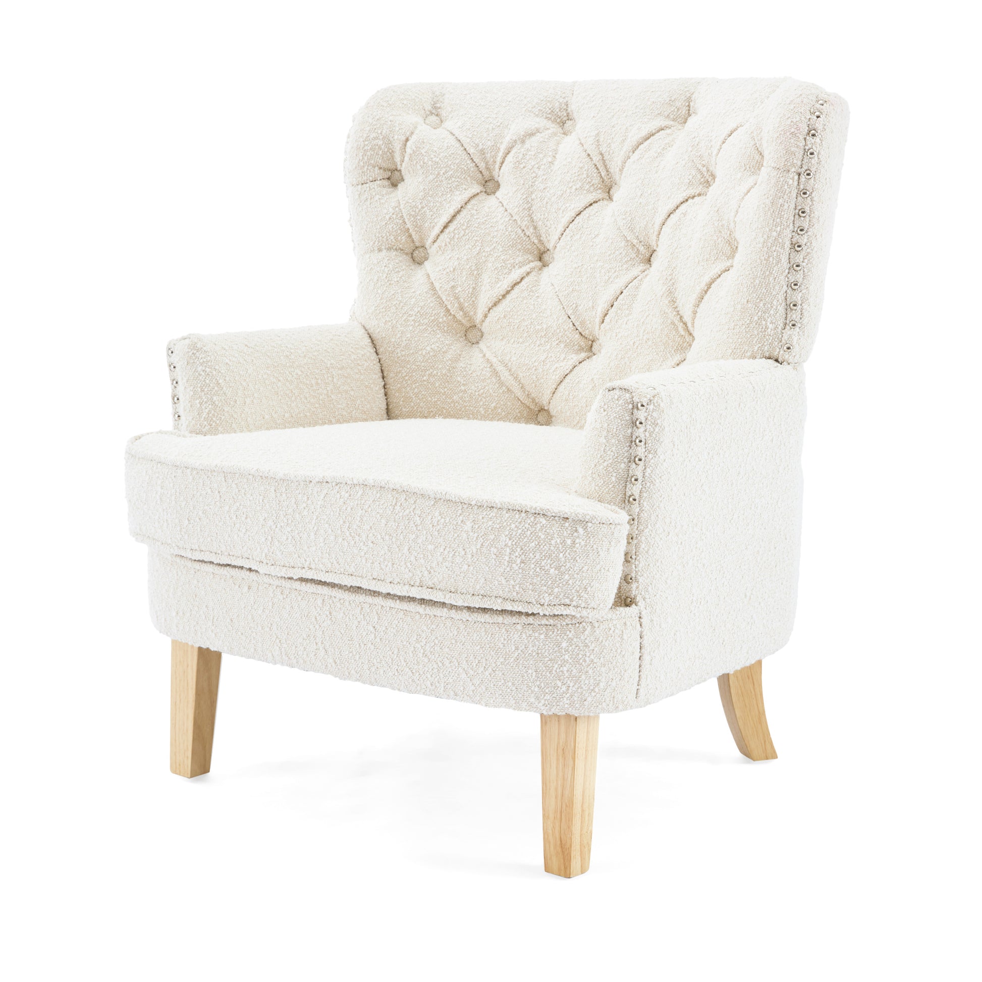 Club Chair Almond Wood Fabric 1 Seat