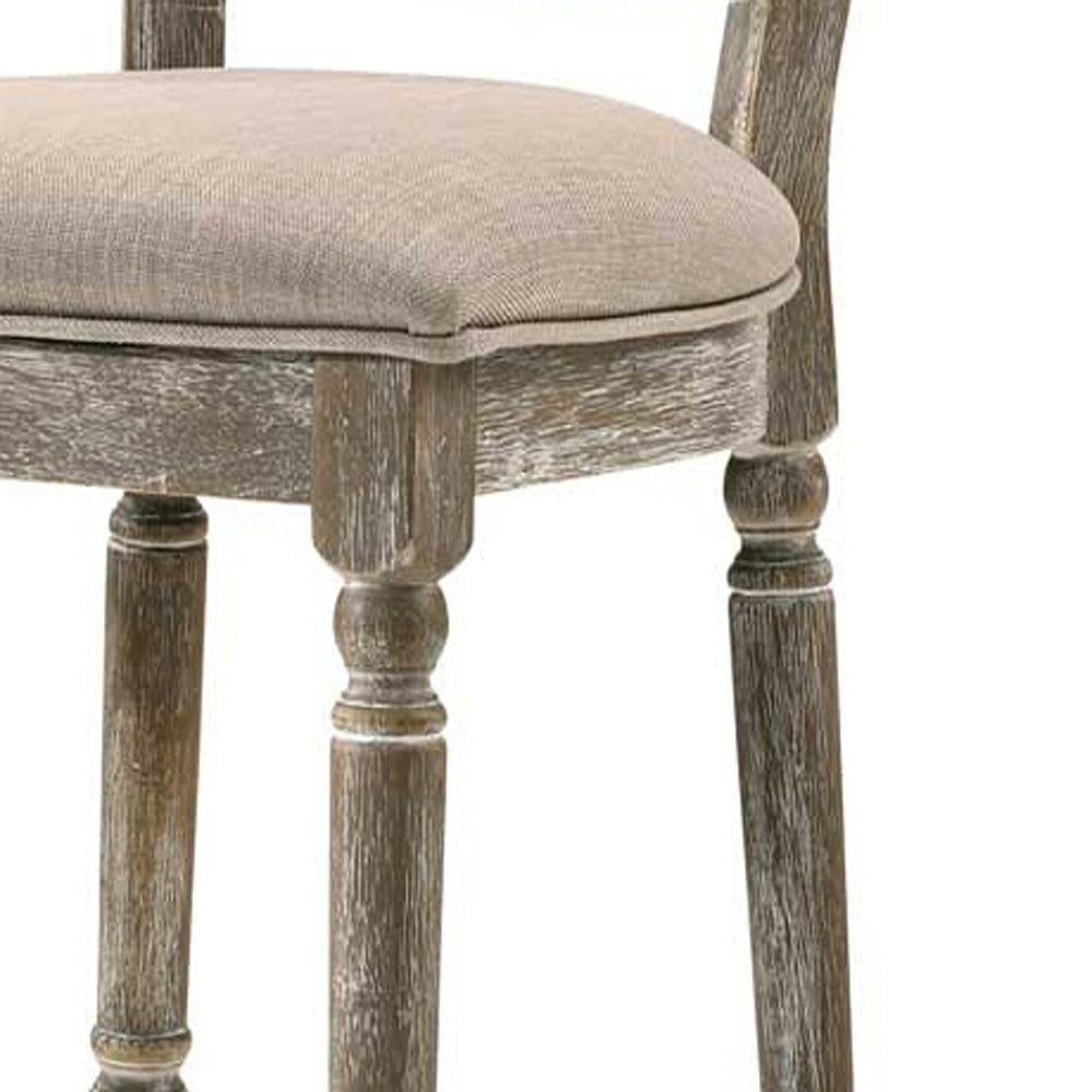 Beige And Reclaimed Grey Padded Seat Side Chairs Set Of 2 Solid Beige Grey Dining Room Foam Rectangular Rustic Side Chair Rubberwood Solid Back Set Of 2 Wood Fabric