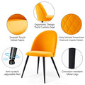 Orange Velvet Dining Chairs With Black Metal Legs, Set Of 4 Chairs Only Four Chairs Orange Dining Room Dry Clean Modern Dining Chairs Solid Back Set Of 4 Or More Foam Velvet