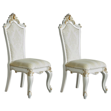 Butterscotch And Antique Pearl Side Chairs Set Of 2 Solid Brown White Dining Room Foam Rectangular Traditional Side Chair Rubberwood Tufted Back Set Of 2 Wood Fabric