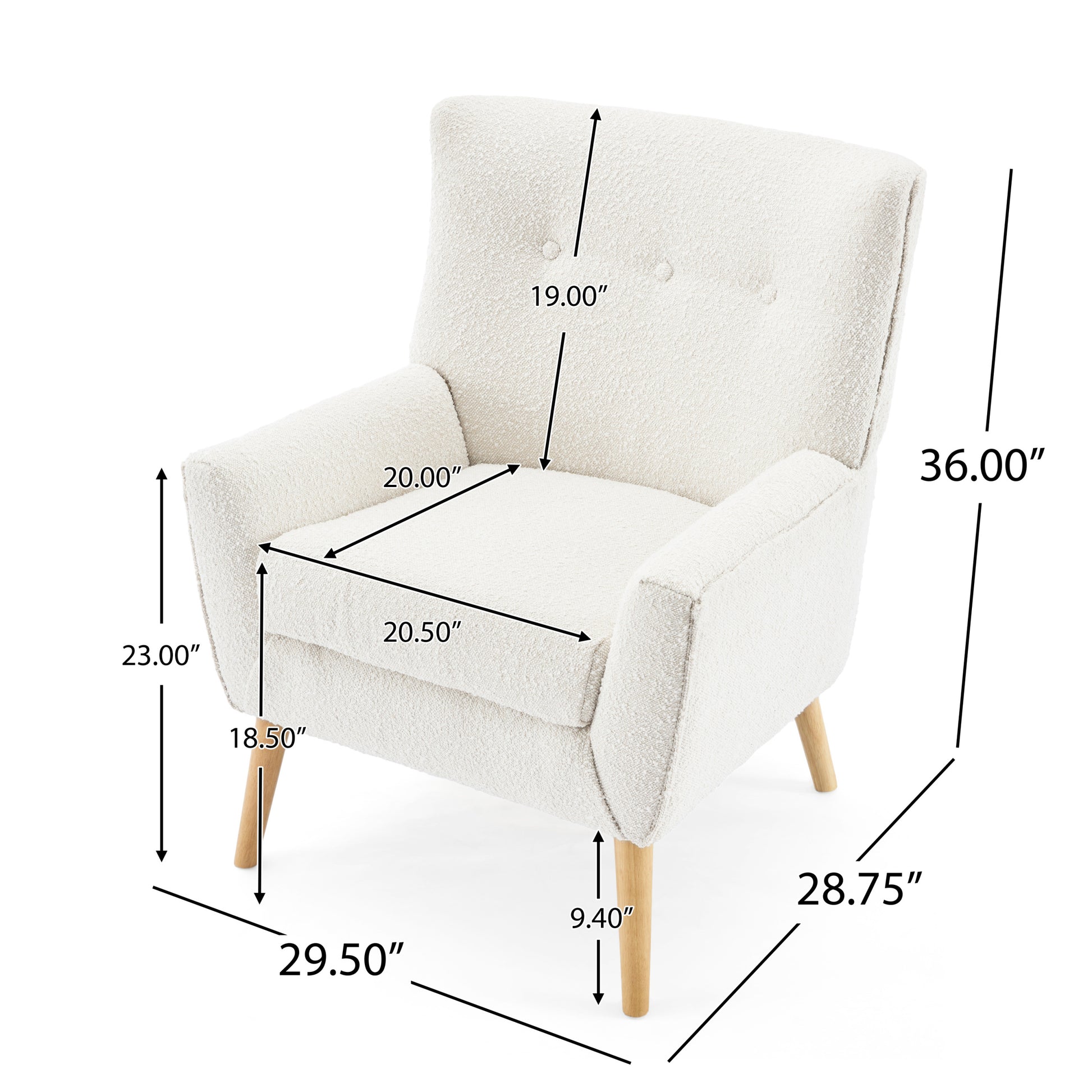 Accent Chair Almond Modern Foam Wood Fabric 1 Seat