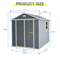 6X8Ft Resin Outdoor Storage Shed Kit Perfect To Store Patio Furniture,Grey Grey Plastic